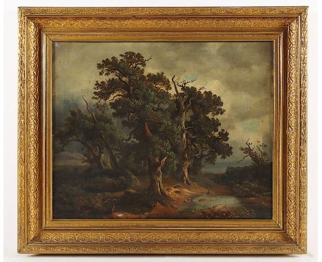 Maler des 19.Jh., "Landschaft mit aufziehendem Gewitter", Öl/Lwd., 39 x 48, R. 