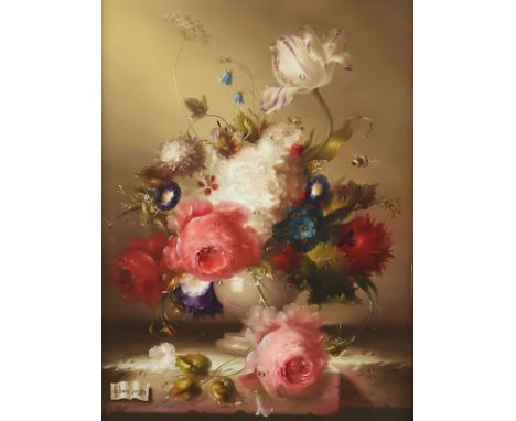 SCHWAMMBERGER, Hildegard (*1950), "Blumenstilleben", Öl/Holz, 30 x 40, signiert, R. 