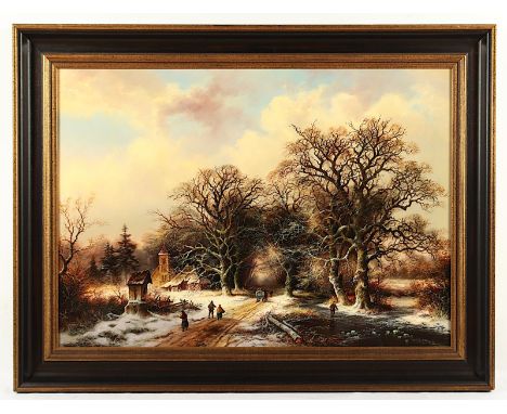 Niederlande 20.Jh., "Winterlandschaft mit Figuren", Öl/Lwd., 70 x 100, unten rechts unleserlich signiert, R. 