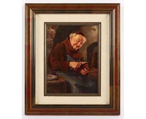 Kirchner, Otto (1887-1960), "Mönch bei der Vesper", Öl/Holz, 24 x 18, unten links signiert, R. 