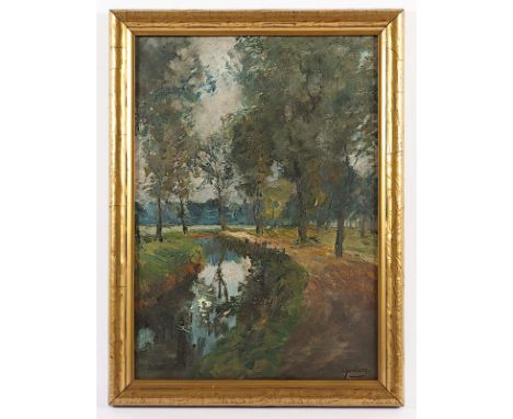 Jernberg, Olof August Andreas (1855-1935), "Bachlauf", Öl/Platte, 46,5 x 34, unten rechts signiert, R. 