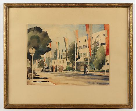 Magar, Paul, "Vor dem Bundeshaus in Bonn", Aquarell/Papier, 30 x 39, unten rechts signiert und "1949" datiert, R. 
