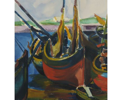 Oeliden, Emil (1875-1934), Segelboote im Hafen", (Passepartoutausschnitt), 35 x 33, unten links signiert, R. 