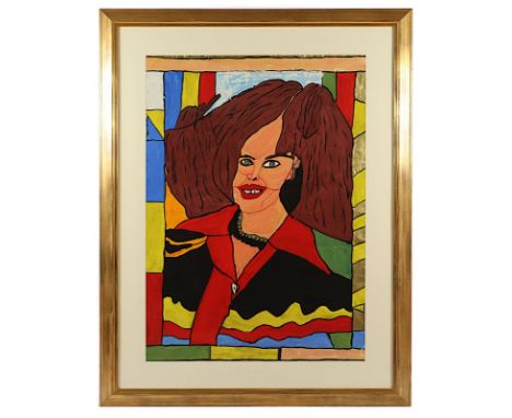 Wittlich, Josef, "Frau mit Perlenkette", Gouache/Papier, 100 x 70, unten Mitte signiert, beschädigt, R. 