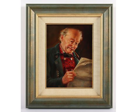 Kirchner, Otto (1887-1960), "Bei der Zeitungslektüre", Öl/Holz, 24 x 18, oben links signiert, R. 