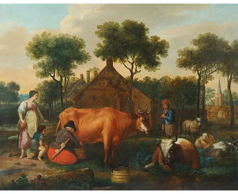 NIEDERLANDE 17.JH., "Ländliche Szenerie", Öl/Holz, 48 x 59, rest., R. 