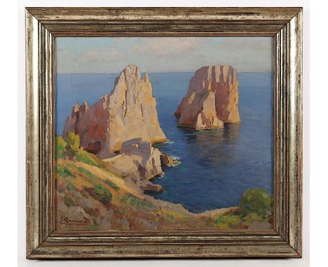 Gargiulo, Enrico (1881-1948), "Die Faraglionifelsen vor Capri", Öl/Lwd., 40,5 x 46, besch., unten links signiert, R. 