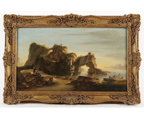 England E.18.Jh., "Küstenlandschaft", Öl/Lwd., 30 x 50, doubliert, R. 