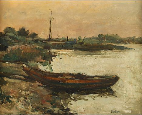 Schroers, Hans (1903-1067), "Am Niederrhein", Öl/Lwd., 32,5 39, unten rechts signiert, R. 