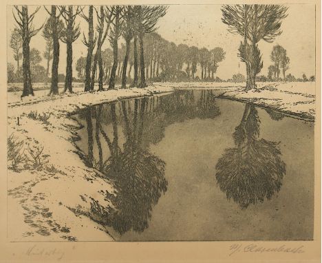Clarenbach, Max (1880-1952), "Wintertag", Originalradierung, 21 x 27, handsigniert, R. 