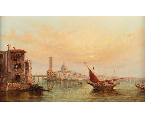 Pollentine, Alfred (1836-1890), &nbsp;"Blick auf die Isola di San Pietro in Venedig", Öl/Lwd., 31 x 51, unten rechts signiert