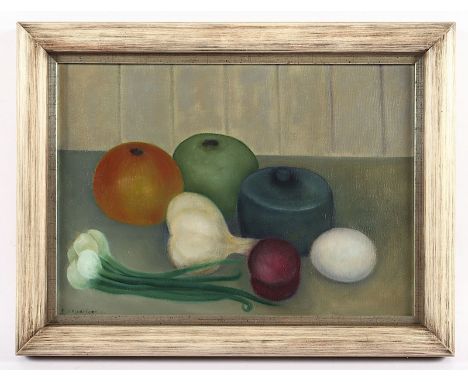 Schweitzer, Edith (*1927), "Stilleben mit Gemüse", Öl/Lwd., 25,5 x 35,5, unten links signiert, R. 