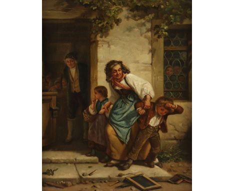 Klein, Wilhelm (1821-1897), "Erster Schultag", Öl/Lwd., 40 x 32, doubliert, unten rechts signiert, R. 