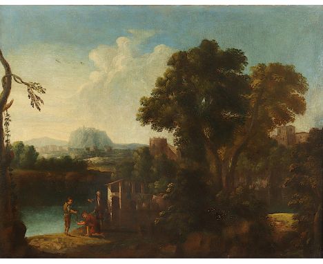 Maler E.18.Jh., "Landschaft in Oberitalien", Öl/Lwd., 51 x 66, doubliert, R. 