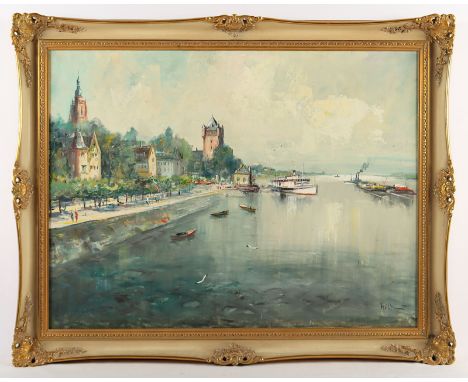 Maler des 20.Jh., "Ansicht von Eltville", Öl/Lwd., 60 x 80, unten rechts unleserlich signiert, R. 