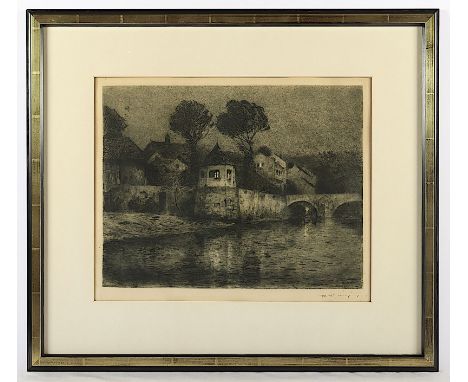 Liesegang, Helmuth (1858-1945), "Ansicht von Bad Kreuznach", Originalradierung, 35 x 44,5, handsigniert, R. 
