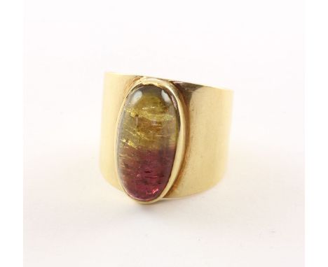 RING, 585/ooo Gelbgold, wohl Turmalin, besch., RG 55, 6,7g 