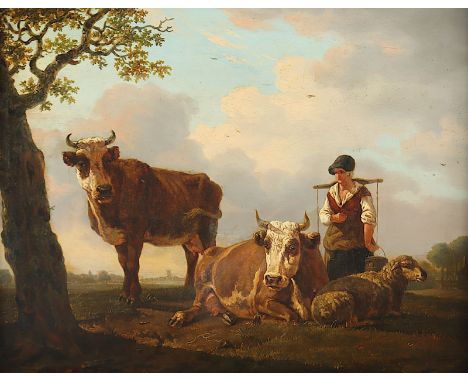 SMAK-GREGOOR, Gillis (1770-1843), Umkreis/Schule, "Bukolische Landschaft", Öl/Holz, 36 x 47, R. Ein bis auf wenige Abweichung