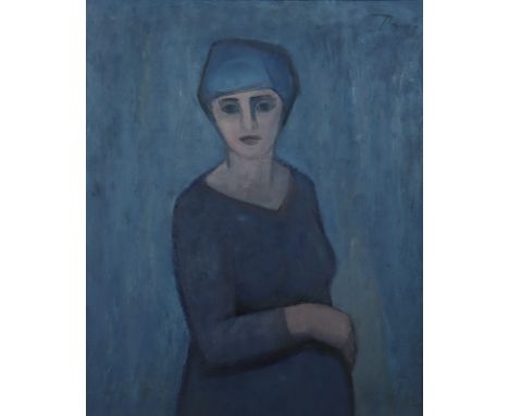 Moderner Künstler, "Portrait einer Frau", Öl/Hartfaser, 59,5 x 48, oben rechts monogrammiert "B" und "58" datiert, R. 