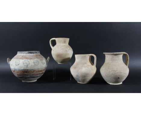 ANTIQUITIES: Cypriot Bichrome Ware squat jar, Iron Age, circa 8th - 7th centuries B.C., height 18cm, diameter 25cm; together 