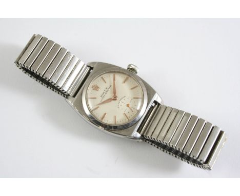 A STAINLESS STEEL OYSTER SPEEDKING WRISTWATCH BY ROLEX the signed circular dial with baton numerals and subsidiary seconds di
