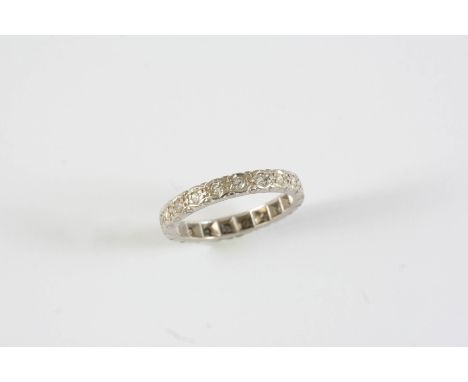 A DIAMOND FULL CIRCLE ETERNITY RING millegrain set with single-cut diamonds. Size K 1/2