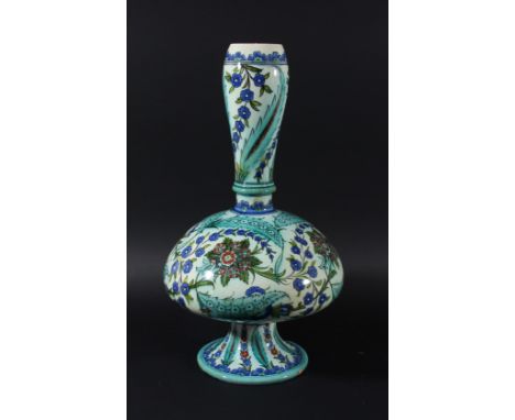 CANTAGALLI IZNIK VASE, mid 19th century, the dome body beneath a slightly swollen neck and on a spreading foot, the whole pai