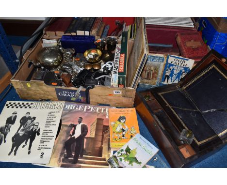 THREE BOXES AND LOOSE VINTAGE BOOKS AND SUNDRIES  to include volumes one to twenty-two of 'Disney's Wonderful World of Knowle