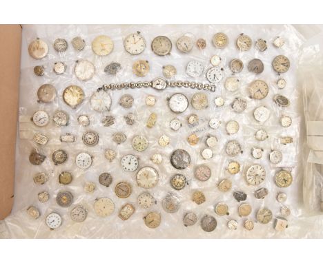 A LARGE SELECTION OF WATCH MOVEMENTS, a bag of movements names to include Rotary, Elgin, Accurist, Bernex, Valex, Chronometre