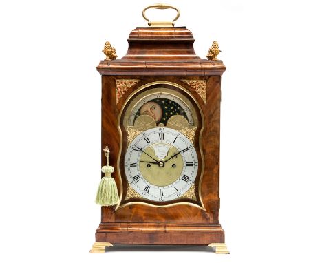An 18th century bracket clock, circa 1780, Hilton Wray, London, the 6.5 inch silvered chapter ring with Roman numerals and Ar