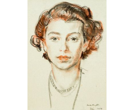 KNIGHT, DAME LAURA, DBE RA RWS (BRITISH) (1877 - 1970), portrait of HRH Queen Elizabeth II as a Princess, pastel on paper, si