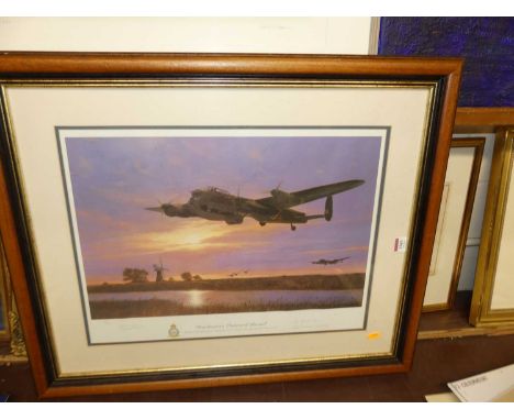 Simon A. Smith - Dambusters outward bound, limited edition print, numbered 103/650, signed by the artist and two crew members