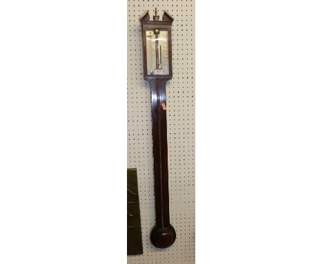 A 19th century mahogany stick barometer, the silvered scale signed Grapi &amp; Fontana Exeter, h.97cm