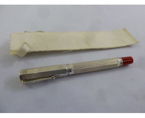 An Italian white metal Montegrappa fountain pen in original pouch