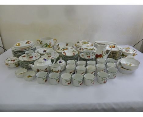 Royal Worcester Evesham Vale dinner service, twelve place setting to include plates, bowls, cups, saucers, serving dishes, te