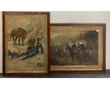 Two large 19th century framed coloured prints after R. Hillingford and Edgar A. Holloway of military subjects, largest 64 x 8