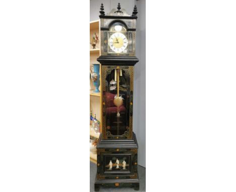 A mother of pearl decorated 20th century chinoiserie longcase clock, H. 210cm.