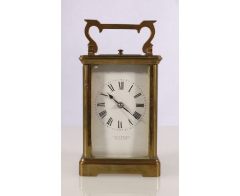 Smith and Sons of Edinburgh brass carriage clock with repeater, 15cm tall 