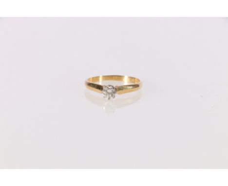 18ct gold diamond solitaire ring with central round diamond approx 4.5mm diameter or 0.3ct, 2.7g 