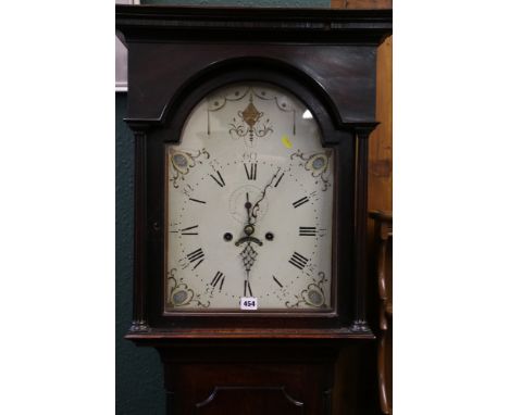 19th century mahogany cased grandfather longcase clock with painted dial.