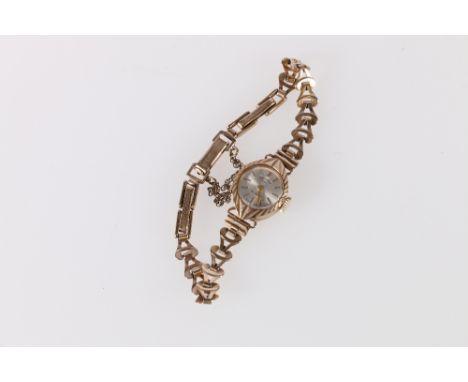 9ct gold cased Ladies Rotary wristwatch with 21 jewel movement on 9ct gold strap, 11.5g gross 