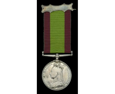 The Second Afghan War medal awarded to Lieutenant M. B. Salmon, West India Regiment, attached 30th Bombay Native Infantry (Ja