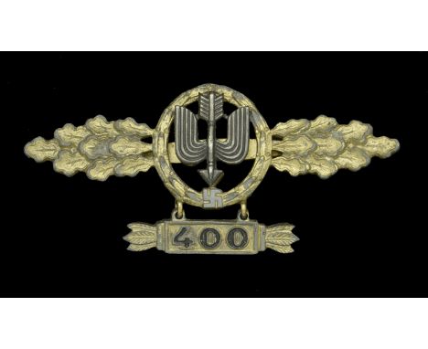 A Luftwaffe Clasp for Long Range Fighter and Ground Attack Aircraft in Gold, with Numbered Pendant for 400 Combat Flights. A 