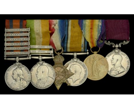 Six: Driver A. H. Barnes, Royal Horse Artillery   Queen’s South Africa 1899-1902, 6 clasps, Relief of Kimberley, Paardeberg, 