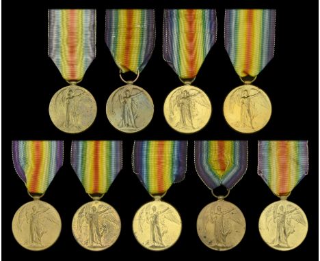 Victory Medal 1914-19 (9) (21378 Dvr. G. McLaren. R.A.; 1027 Gnr. T. McLaren. R.A.; WR-338282 Spr. J. McLaren. R.E.; 12497 Pt