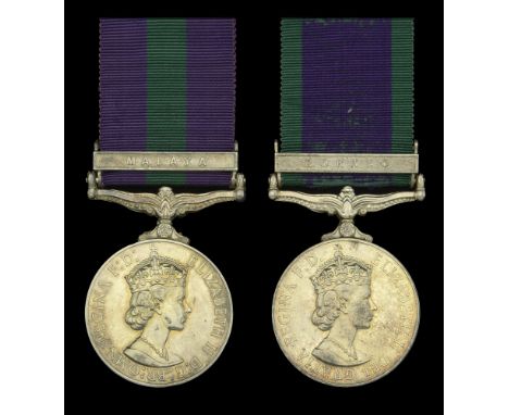 Pair: Signalman R. Gurung, Gurkha Signals  General Service 1918-62, 1 clasp, Malaya, E.II.R. (21147892 Sigmn. Ramparsad. Guru