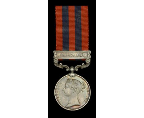 India General Service 1854-95, 1 clasp, Samana 1891 (762 Corpl. J. Sherry 2d. Bn. Manch. R.) unit partially officially correc