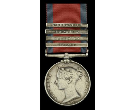 Military General Service 1793-1814, 4 clasps, Busaco, Albuhera, Badajoz, St. Sebastian (J. Ferrier, Serjt. R. Arty. Drivers.)