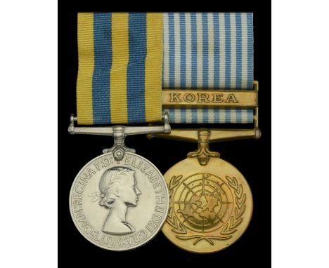 Pair: Signalman W. J. R. Owens, Royal Signals  Korea 1950-53, 1st issue (22550595 Sigmn. W. J. R. Owens R. Sigs.); U.N. Korea