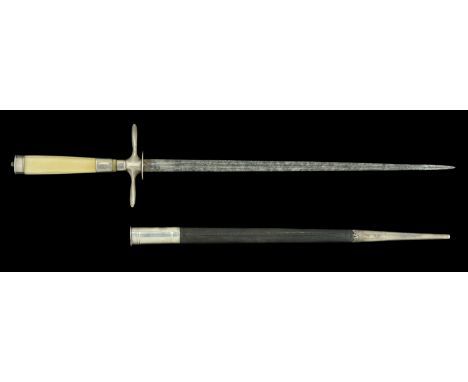 A British Trafalgar Period Silver Mounted Naval Dirk in Scabbard. Straight crossguard with full set of London hallmarks for 1